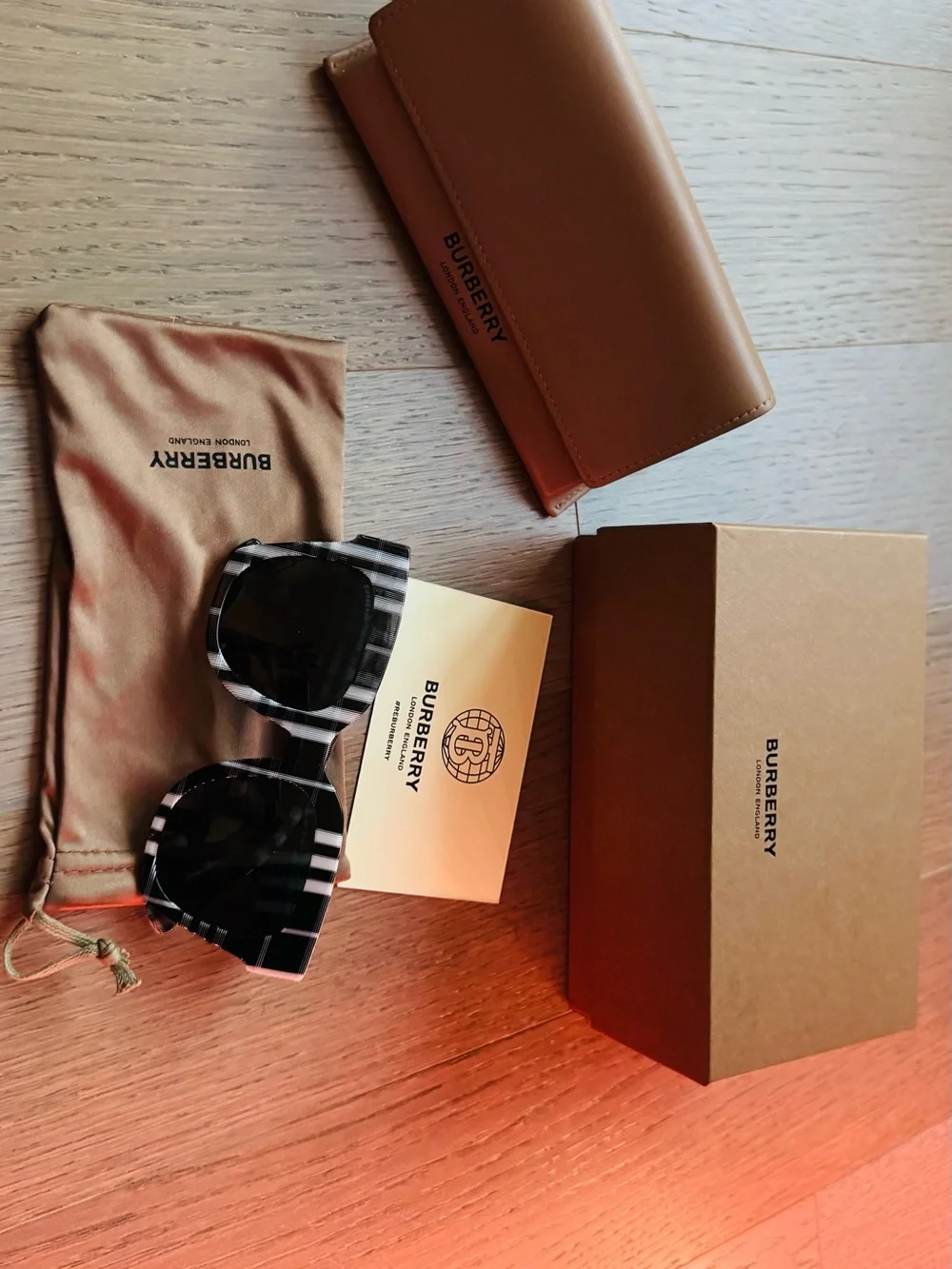 Burberry 4364 399487 Check White Black Dark Gray Sunglasses